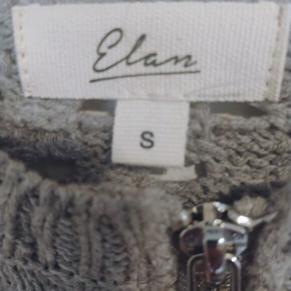 Elan Women's Open-Knit Zip-Up Sweater in Light Gray Size S - Picture 6 of 6